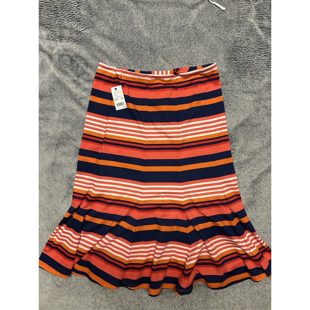 NY Collection Striped Mermaid Midi Skirt Size Small NWT